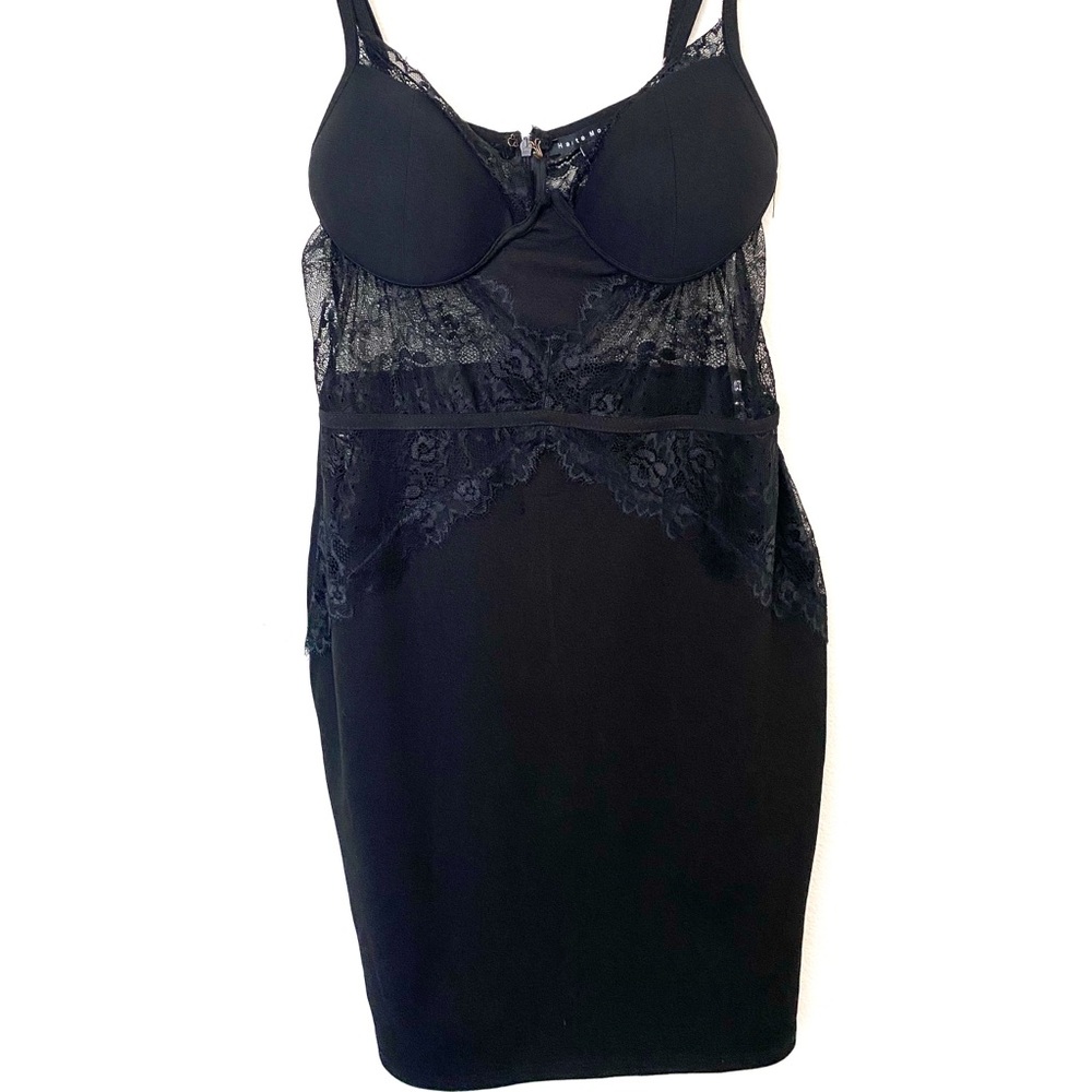 Black mini dress with laced sides and straps